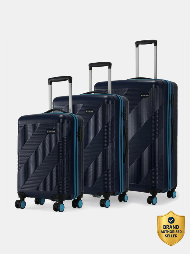 Click to enlarge Stony Brook by Nasher Miles Echo HardSided Polycarbonate Luggage Navy Blue Blue Trolley Bags(55,65&75cm) Cabin & Check-in Set 8 Wheels - 28 inch Navy Blue,Blue - Price in India