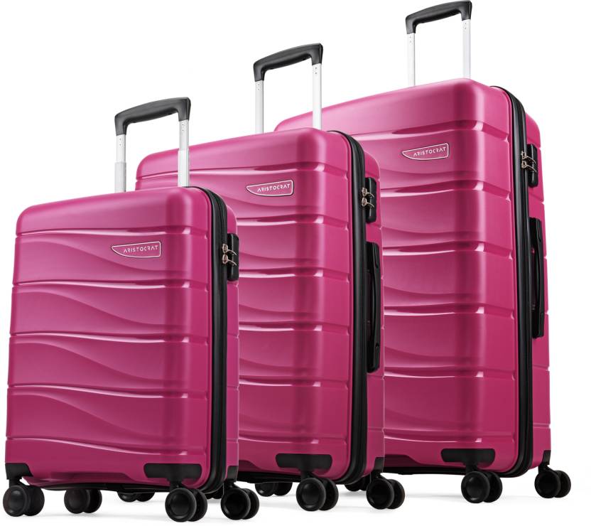 ARISTOCRAT Hard Body Set of 3 Luggage – OLYMPUS 8-W STROLLY CB+MD+LG 360ROSERED – Red