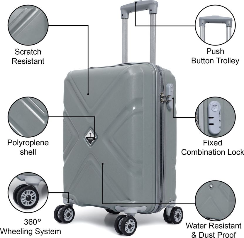 Trumpkin 8 Wheel 20 inch Grey Cabin Suitcase - Image 2