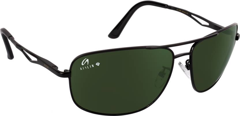 Toughened Glass Lens, UV Protection Wayfarer, Rectangular Sunglasses (63)  (For Men, Green)