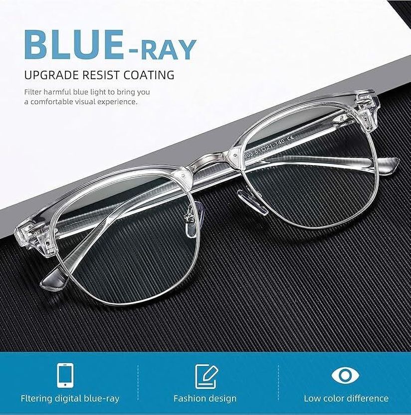 Eyestyle Full Rim Clubmaster Blue Computer Glasses - Image 1