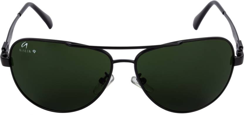 Toughened Glass Lens, UV Protection Aviator, Wrap-around Sunglasses (58)  (For Men, Green)