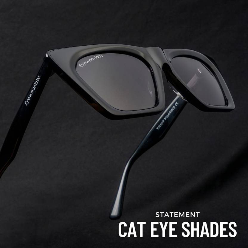 Polarized, UV Protection Retro Square Sunglasses (47)  (For Women, Black)