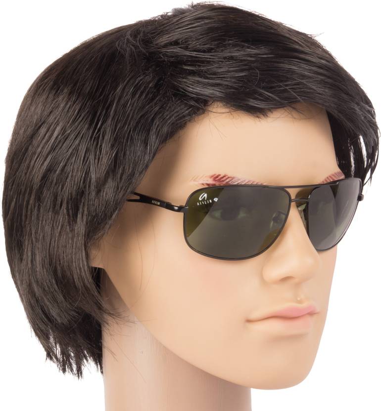 Toughened Glass Lens, UV Protection Wayfarer, Rectangular Sunglasses (63)  (For Men, Green)