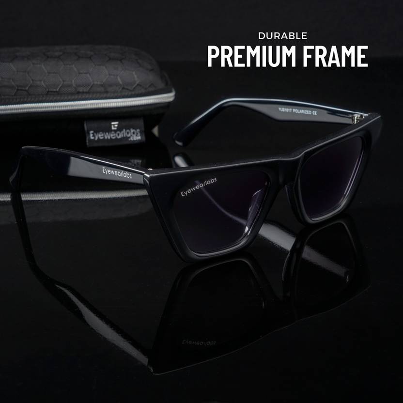 Polarized, UV Protection Retro Square Sunglasses (47)  (For Women, Black)