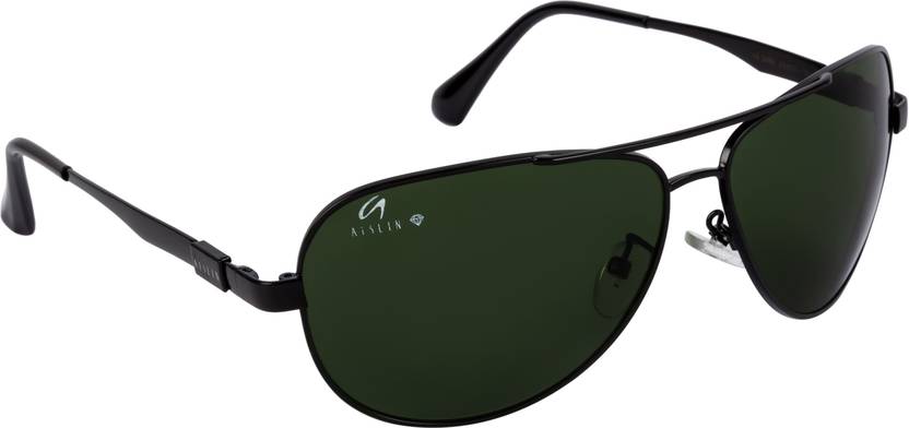 Toughened Glass Lens, UV Protection Aviator, Wrap-around Sunglasses (58)  (For Men, Green)