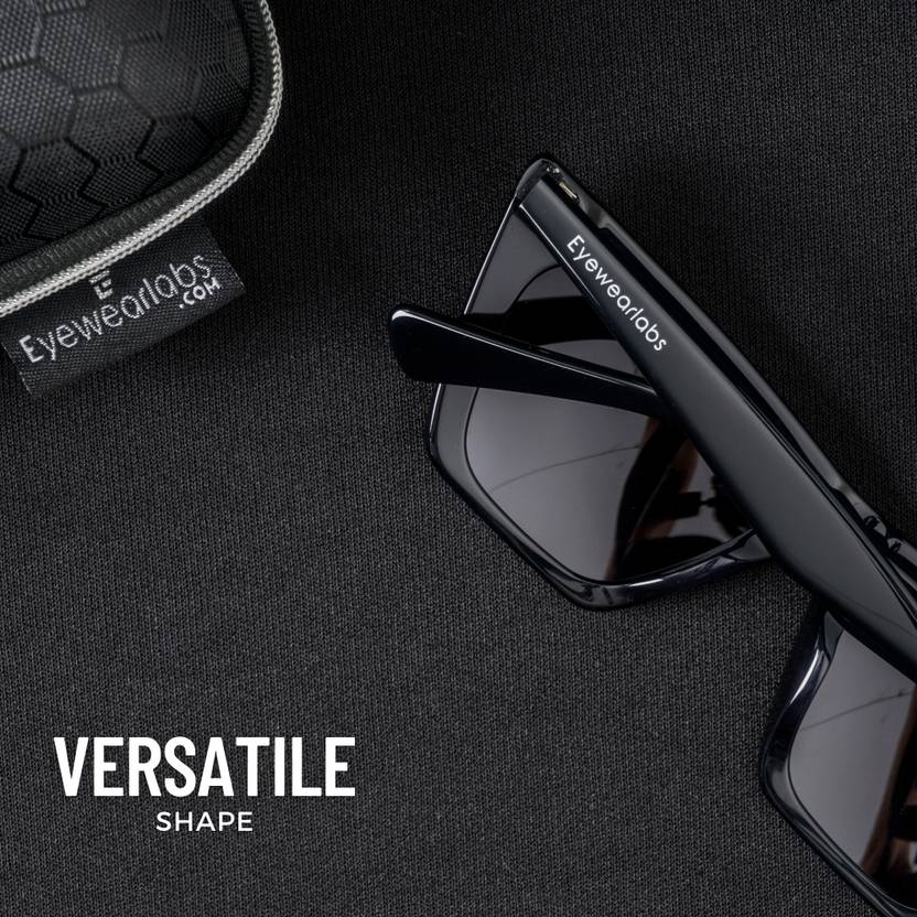 Polarized, UV Protection Retro Square Sunglasses (47)  (For Women, Black)