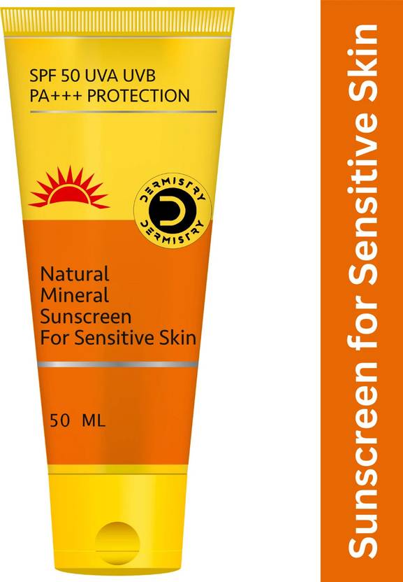 DERMISTRY Sunscreen - SPF 50 PA+++ Mineral & Water Based Oil Free for Sensitive Dry Oily Combination Skin Children