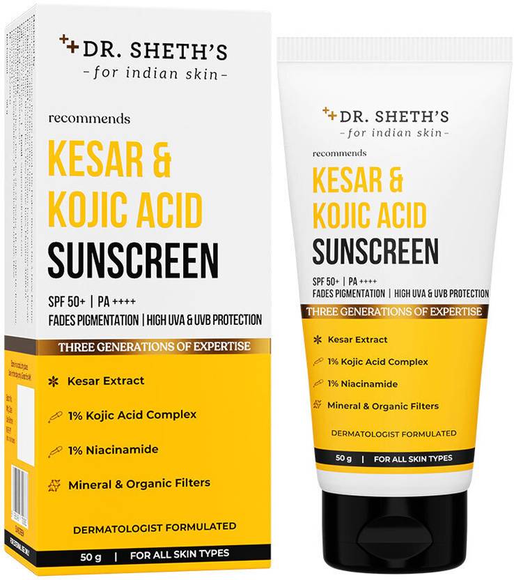Dr Sheth #39 s Sunscreen SPF 50 PA Kesar Kojic Acid Sunscreen SPF Dr Sheth #39 s Sunscreen SPF 50 PA Kesar Kojic Acid Sunscreen SPF