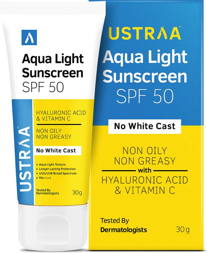 USTRAA Sunscreen - SPF 50 PA++++ Aqua Light With Vitamin C