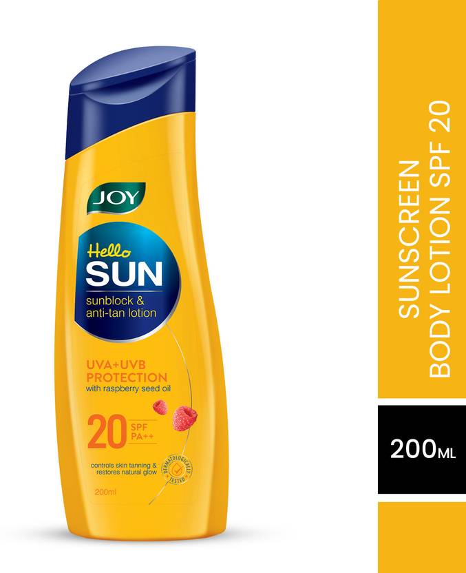Joy Sunscreen SPF 20 PA++ Hello Sun Sunblock & AntiTan Lotion