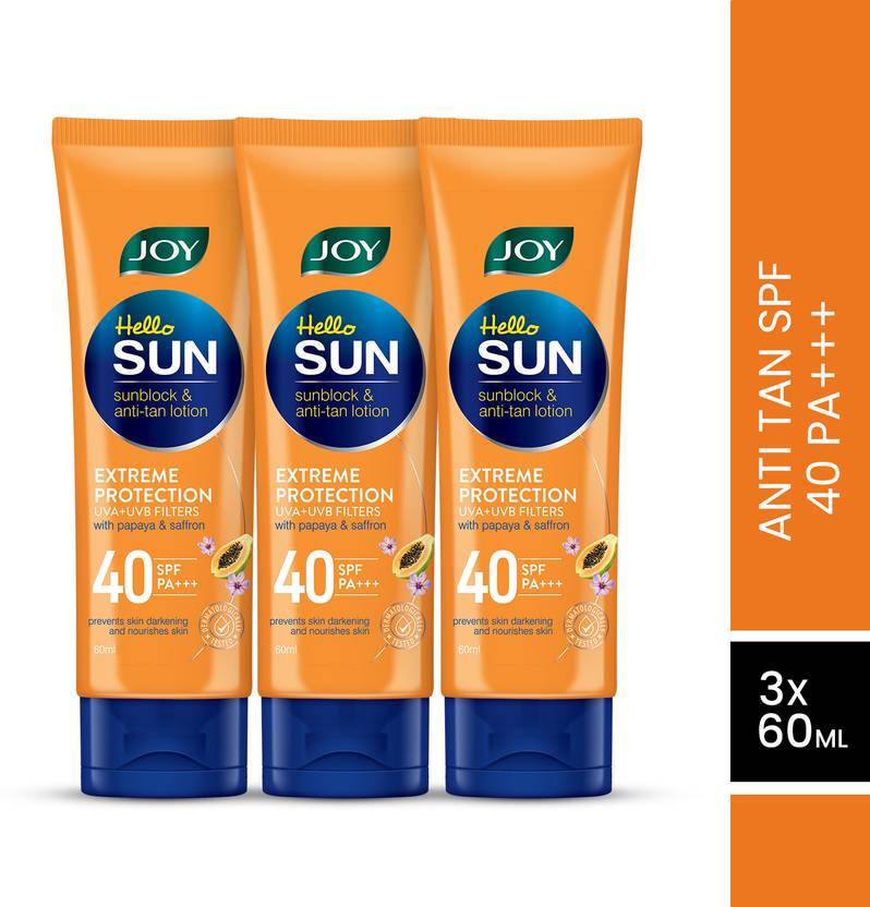 Joy Sunscreen SPF 40 PA+++ Hello Sun Sunblock & Anti Tan Lotion (Pack