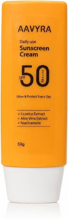 AAVYRA Sunscreen - SPF 50+ PA++++ Sunscreen 50g | Niacinamide, Aloe Vera | Lightweight & Non-Greasy