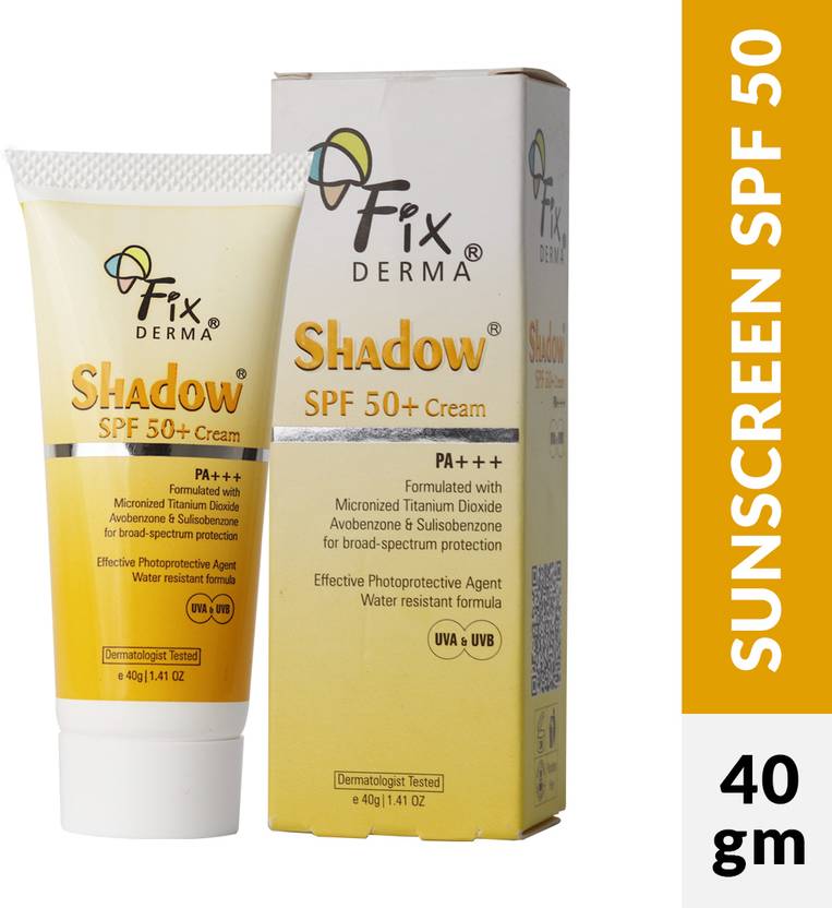 Fixderma Shadow Sunscreen SPF 50+ Cream, Sunscreen for Dry Skin, UVA