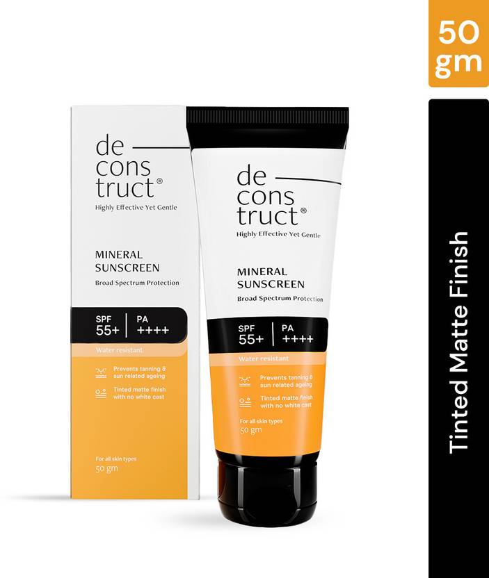 deconstruct Sunscreen - SPF 55+ PA++++ Tinted Mineral Sunscreen- Broad ...