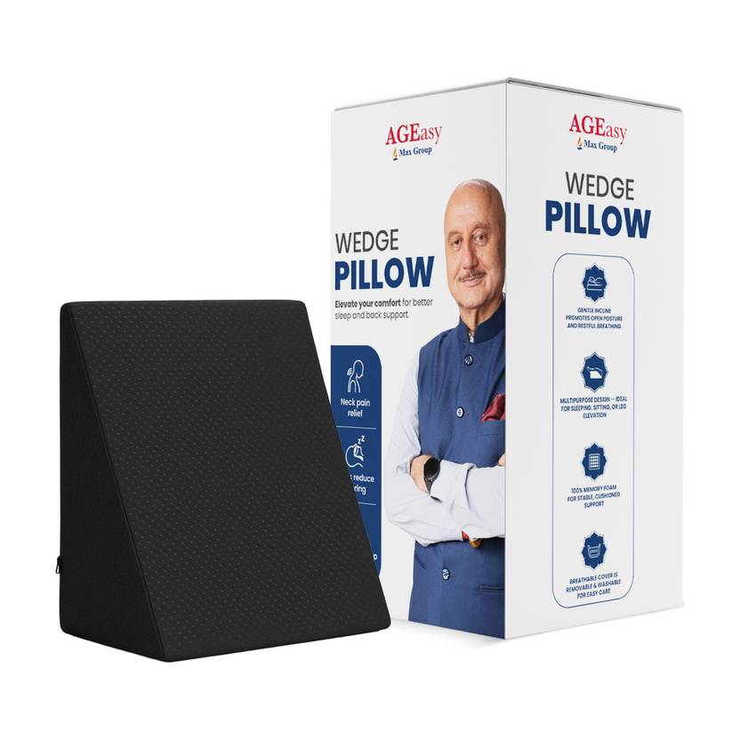 AGEasy (Max Group) Memory Foam Wedge Pillow for Back, Neck & Leg Support- Charcoal Back / Lumbar Support