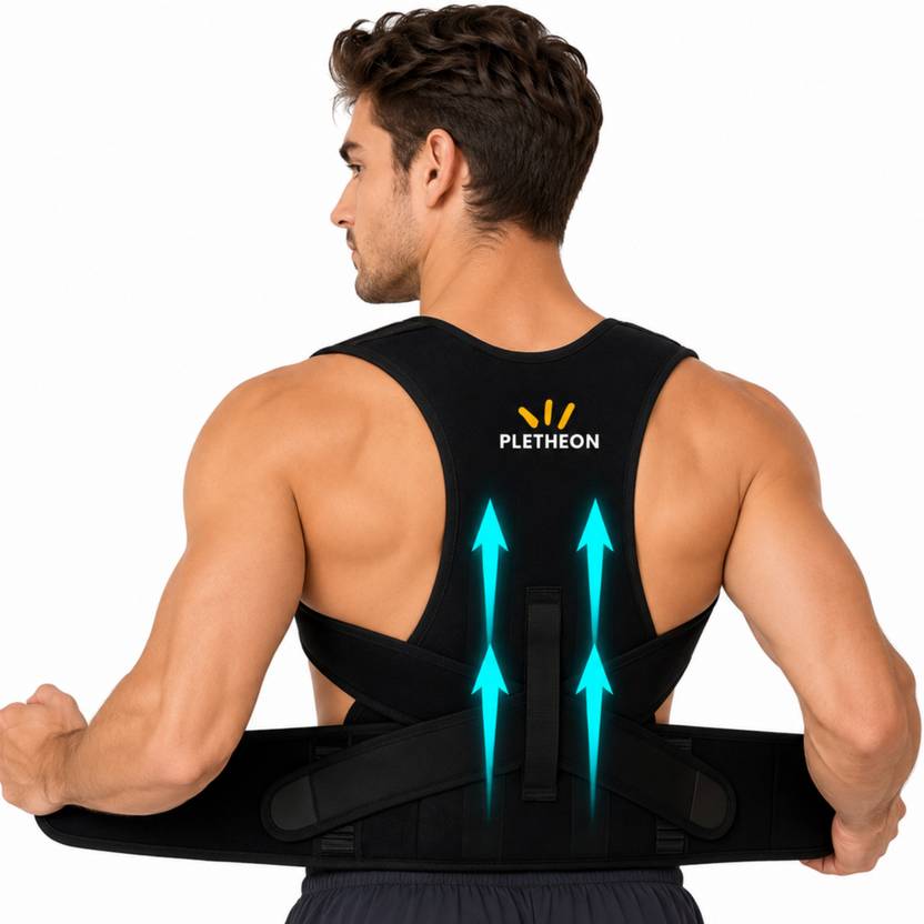PLETHEON Posture corrector belt for men and women for back pain back (FREE SIZE) Back / Lumbar Support
