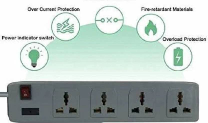 BAHUL 2 METER LONG WIRE EXTENSION SMALL PLUG 4 Socket Extension Boards