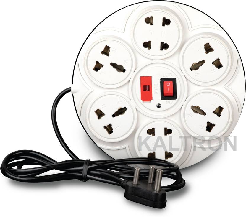 Kaltron 8 in 1 Round Universal Extension with Surges & Spikes Protection (Pack of I) 8 Socket Extension Boards