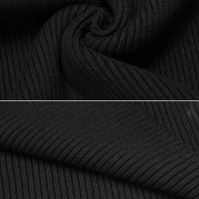 Men Striped Turtle Neck Black Sweater