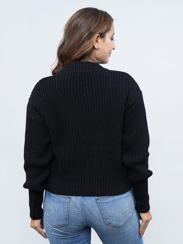HouseOfCommon Women V Neck Black Sweater - Image 2