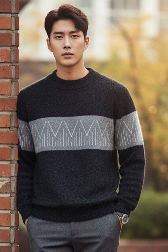 Keenuu Men Striped Brown Sweater - Image 3