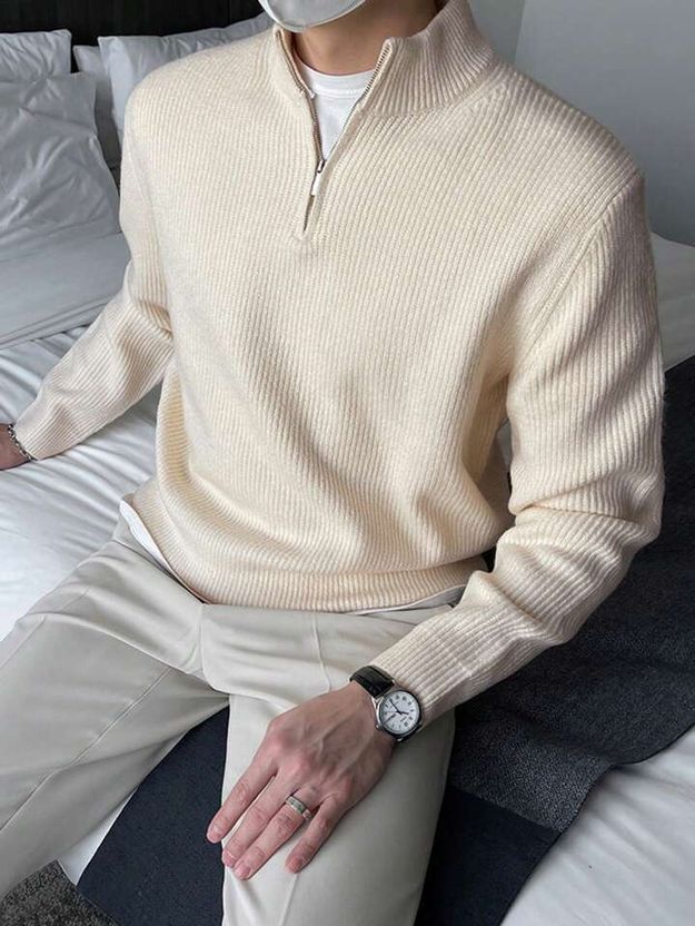 ColorChakra Men White High Neck Sweater - Image 4