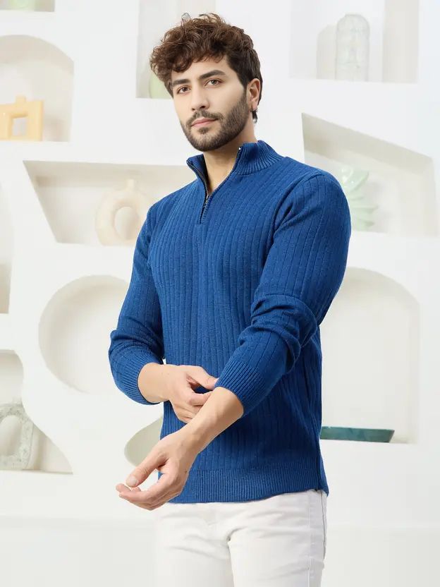 ColorChakra Men White High Neck Sweater - Image 5