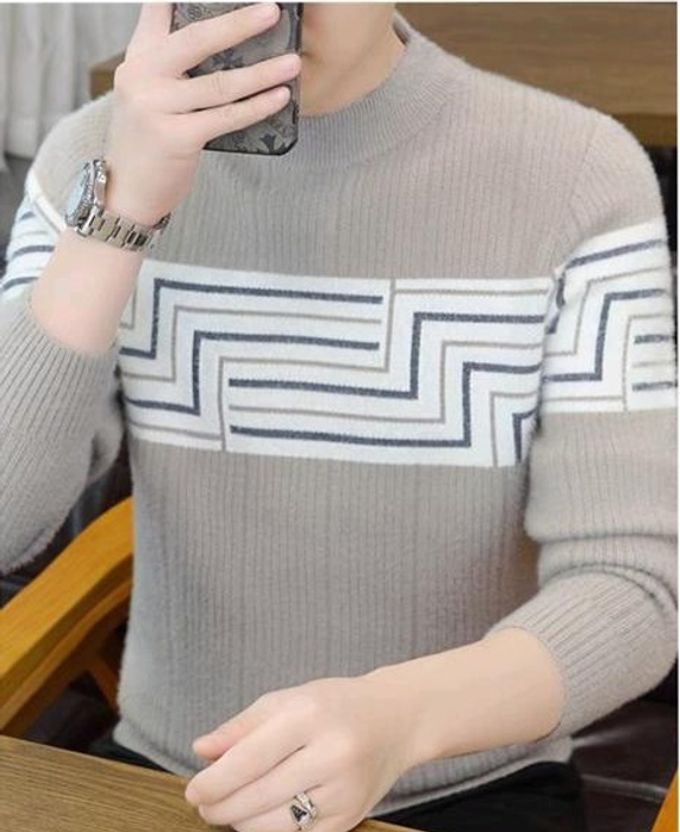 Keenuu Men Striped Brown Sweater - Image 8