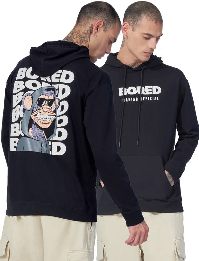 MANIAC Men Full Sleeve Printed Hooded Sweatshirt