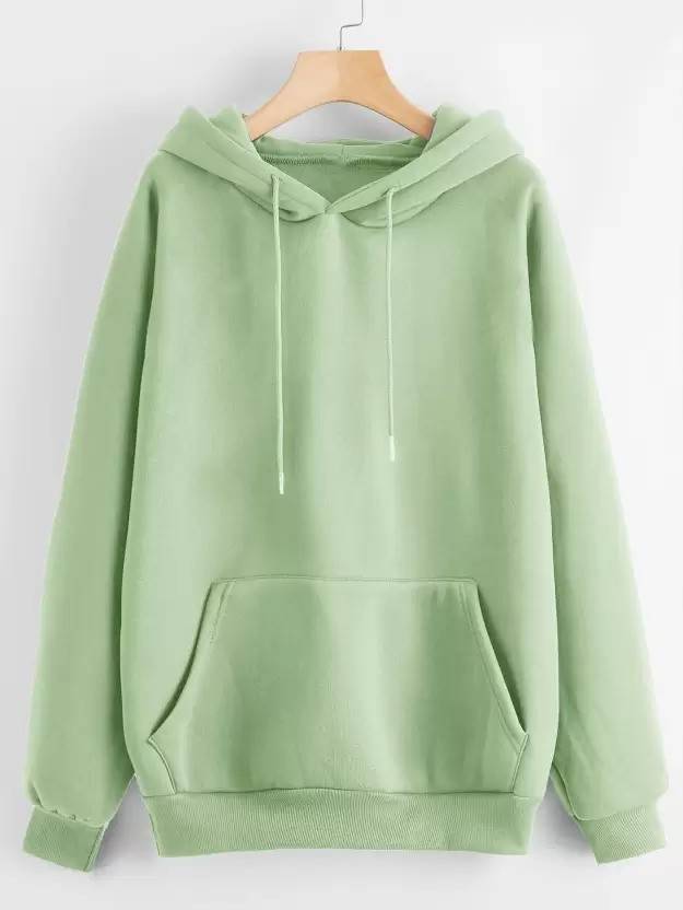 Women Full Sleeve Solid Hooded Sweatshirt