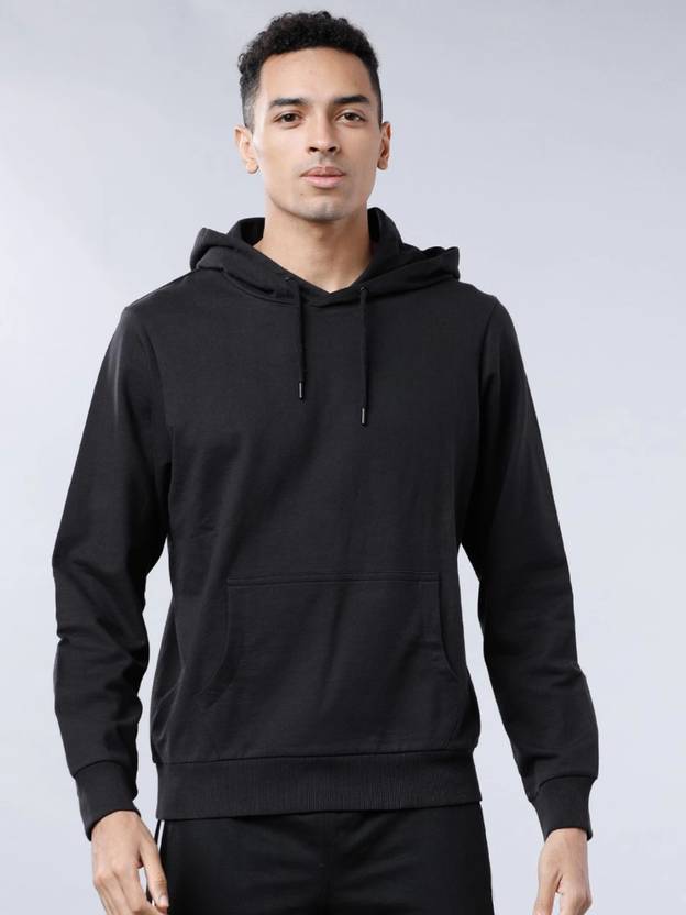 Men Full Sleeve Solid Hooded Sweatshirt