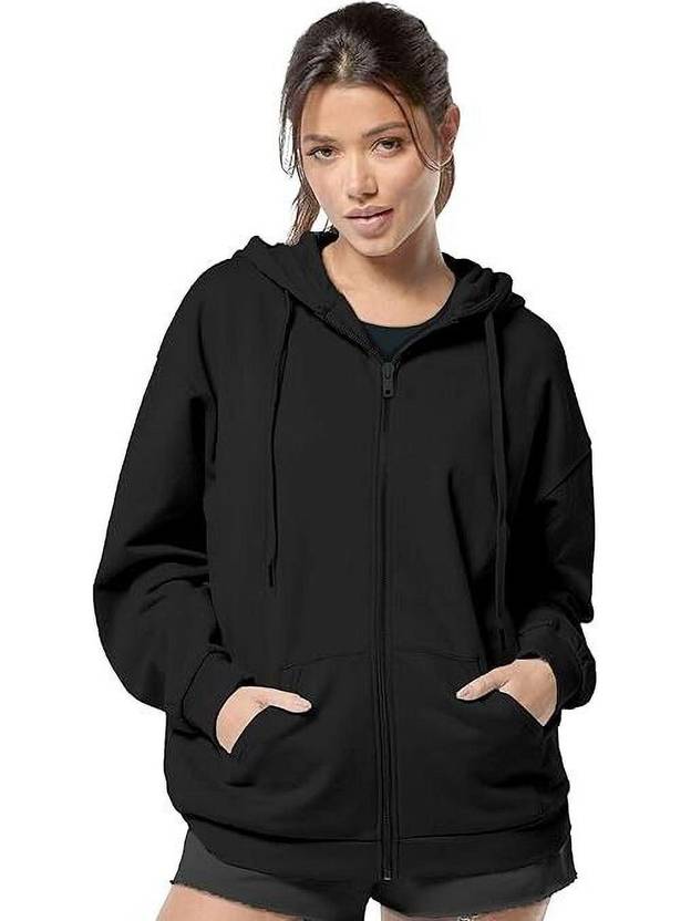 FUNKY MONKEY Women Full Sleeve Solid Hooded Sweatshirt