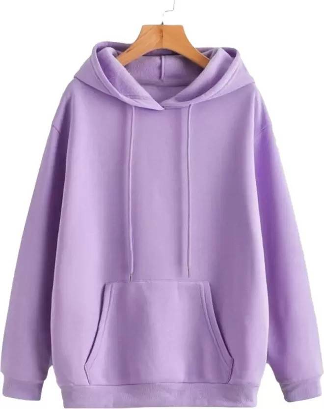 Women Full Sleeve Solid Hooded Sweatshirt