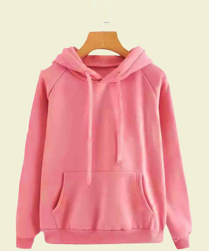 Women Full Sleeve Solid Reversible Hooded Sweatshirt