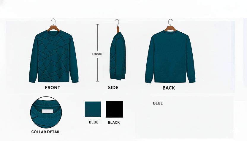 Try Men Geometric Print Blue T-Shirt - Image 4