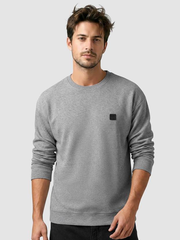 BEYOUNG Men Full Sleeve Self Design Sweatshirt