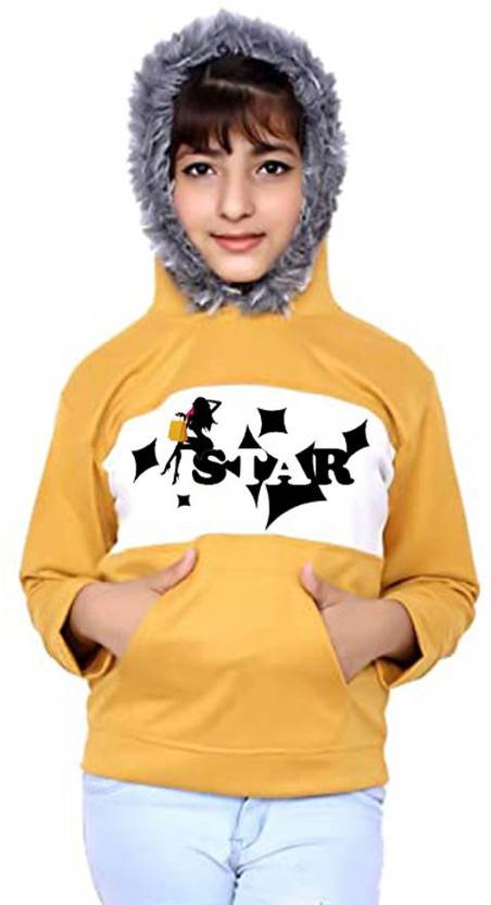 Fellamo Full Sleeve Self Design Girls Sweatshirt