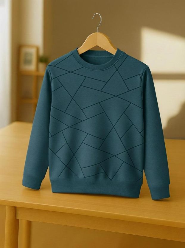 Try Men Geometric Print Blue T-Shirt