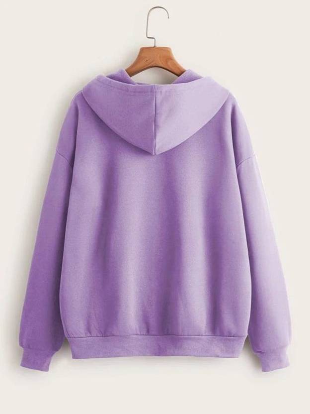 Women Full Sleeve Solid Hooded Sweatshirt