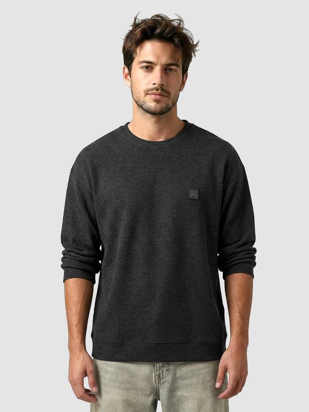 BEYOUNG Men Full Sleeve Self Design Sweatshirt