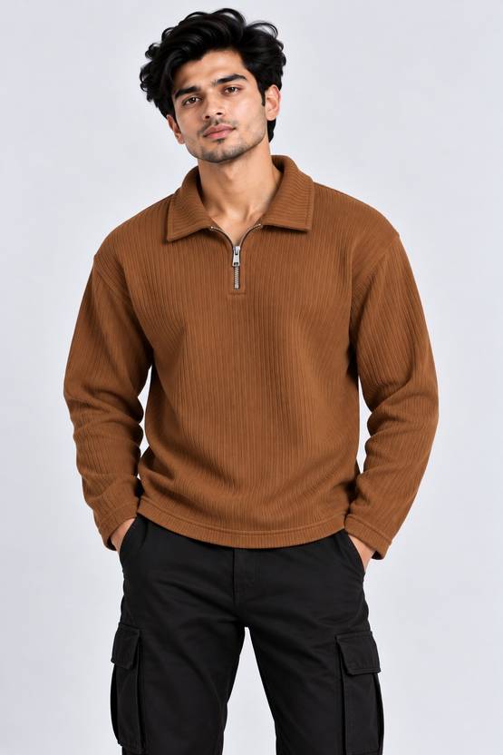 VASTRAAFASHION Men Full Sleeve Self Design Sweatshirt