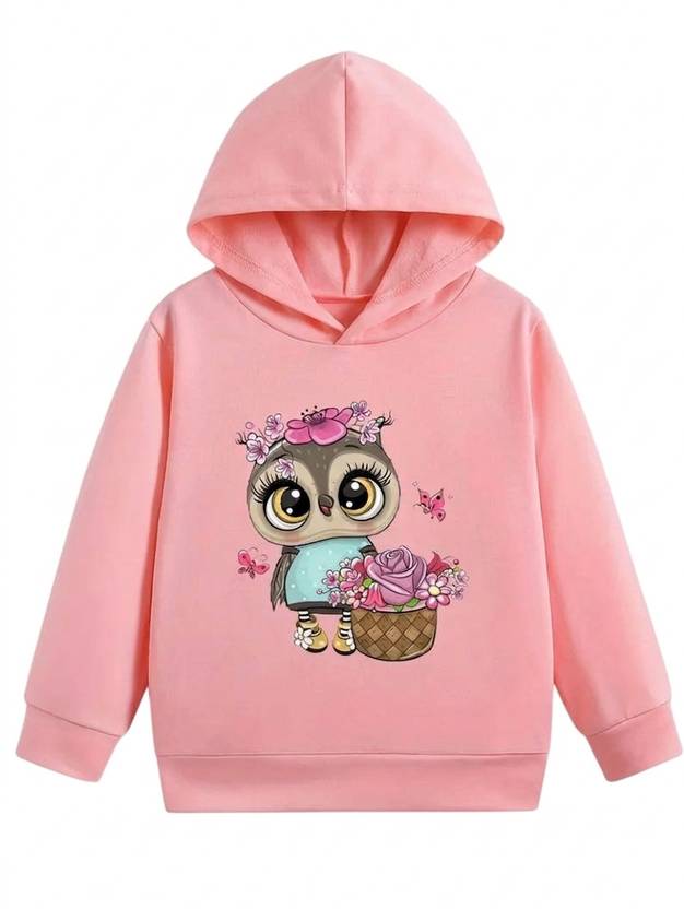 KEESOR Girls Full Sleeve Printed Hooded Sweatshirt
