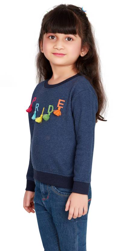 Baby's Pride Girls Full Sleeve Embroidered Sweatshirt