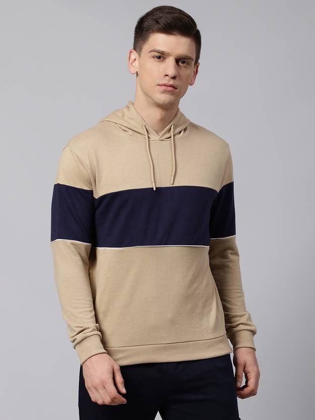 Dennis Lingo Men Full Sleeve Color Block Hooded Sweatshirt