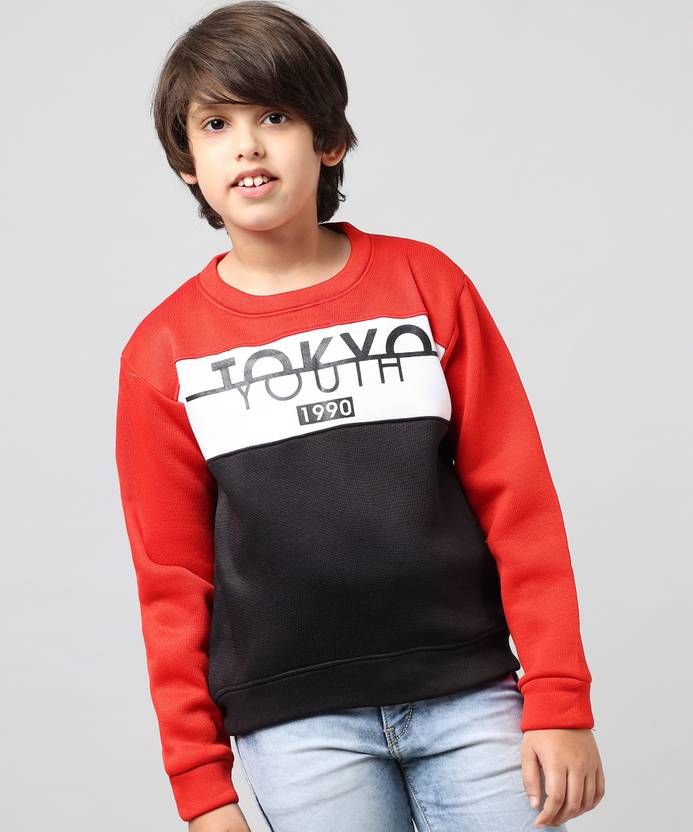 ANIXA Boys Full Sleeve Color Block Sweatshirt