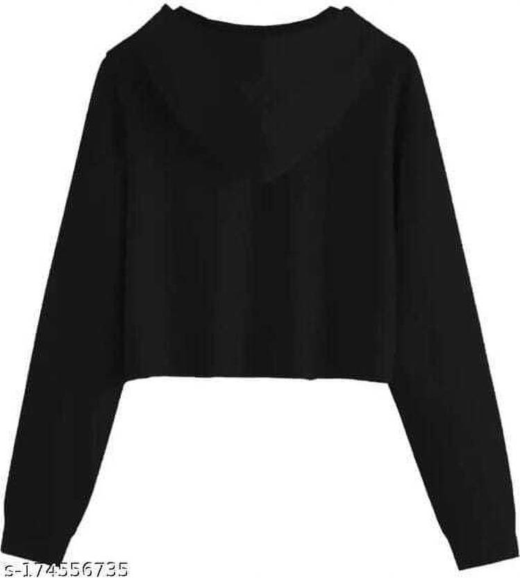 Women Full Sleeve Solid Hooded Sweatshirt
