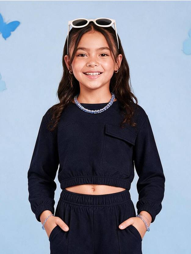 KiddoPanti Baby Girls Full Sleeve Solid Sweatshirt