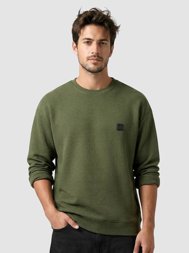 BEYOUNG Men Full Sleeve Self Design Sweatshirt