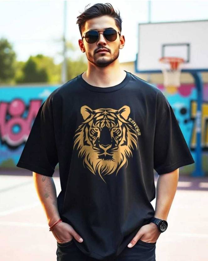 Ashkart Style Men Typography Round Neck Cotton Blend Black T-Shirt